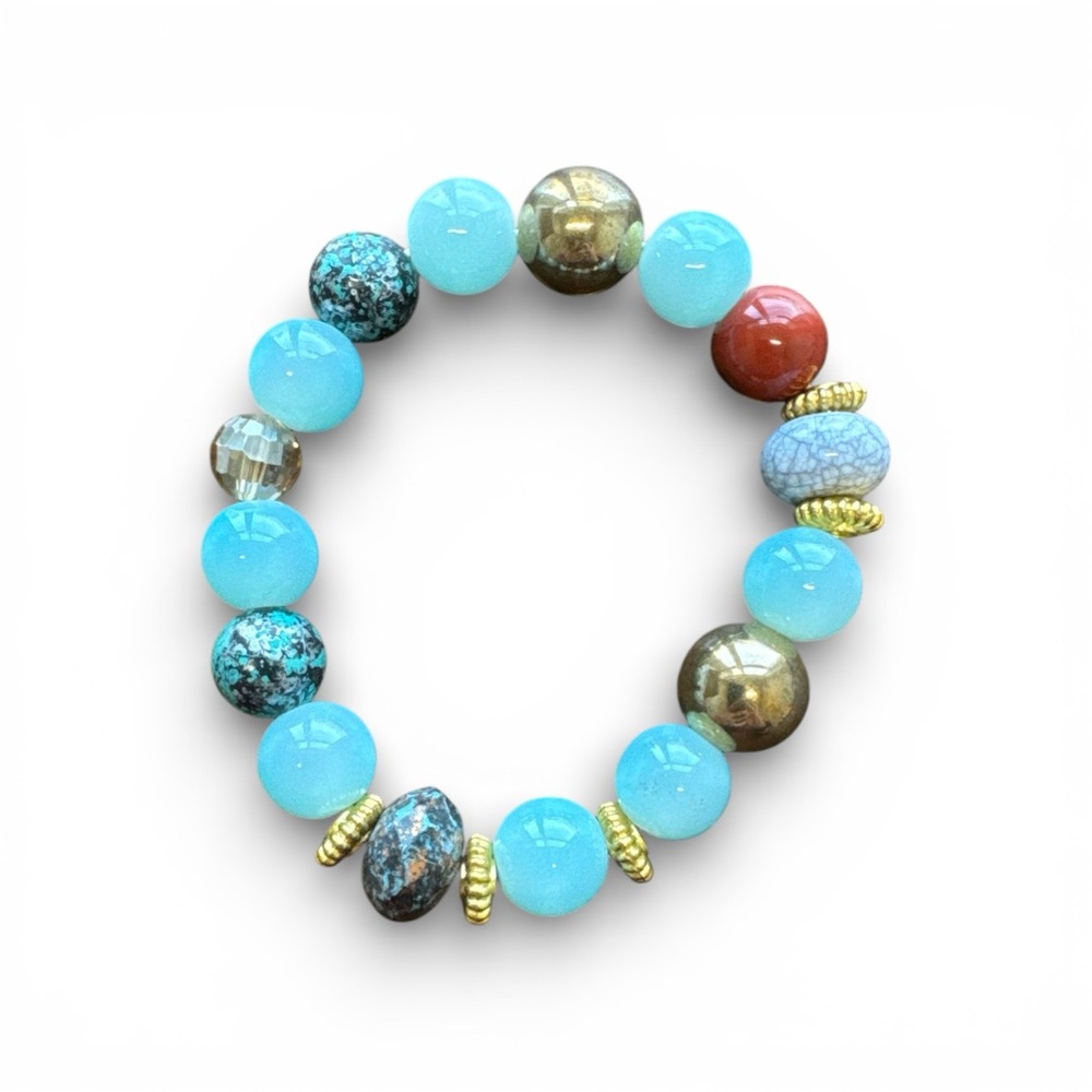 Fashion Jewelry Turquoise and Gold Beaded Bracelet